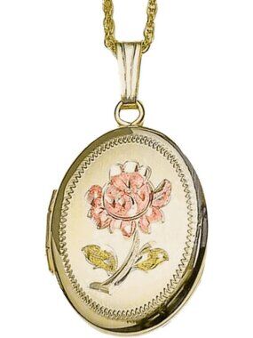 Personalized 14K Gold Filled Rose Oval Locket Necklace - Custom Photo Jewelry